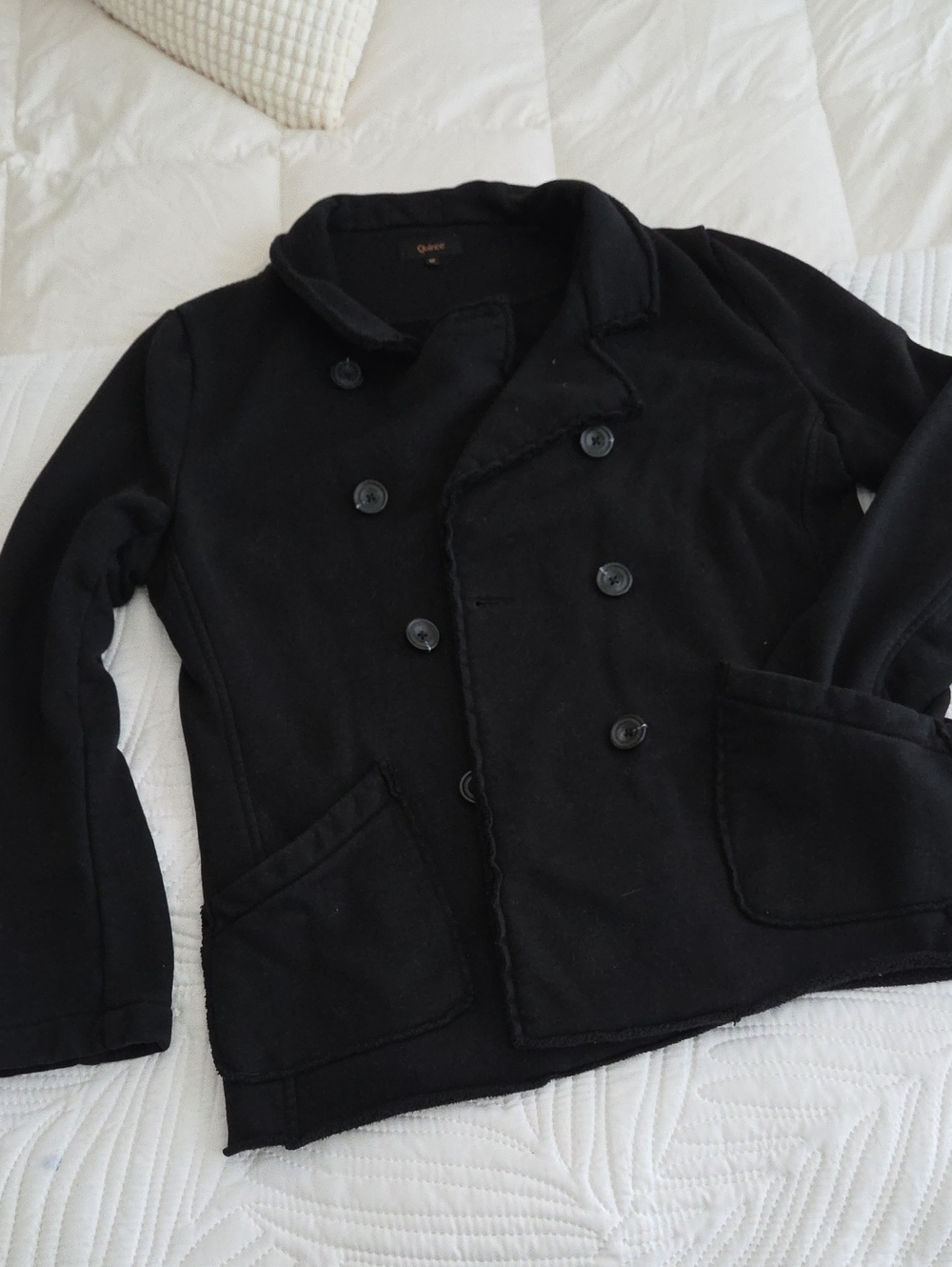 Quince Women's Black Double-Breasted Pea Coat